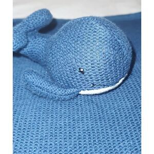 Whale Lovey Soft Plush Backing Knit Front Nautical Dark Blue Peacock Alley 11.5"
